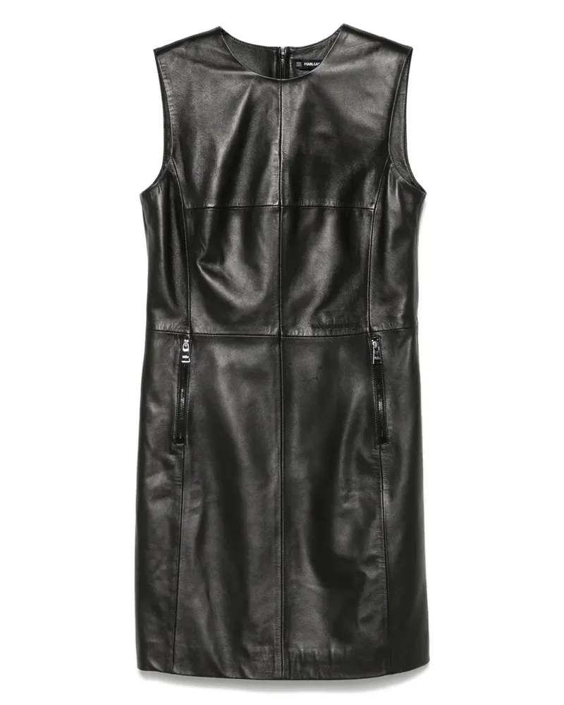 Karl Lagerfeld Etui-Minikleid aus Leder - Schwarz Schwarz