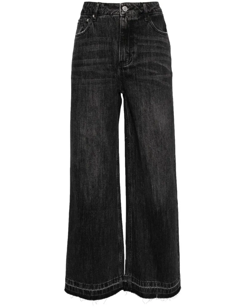 b+ab Lockere Jeans mit Fransen - Schwarz Schwarz