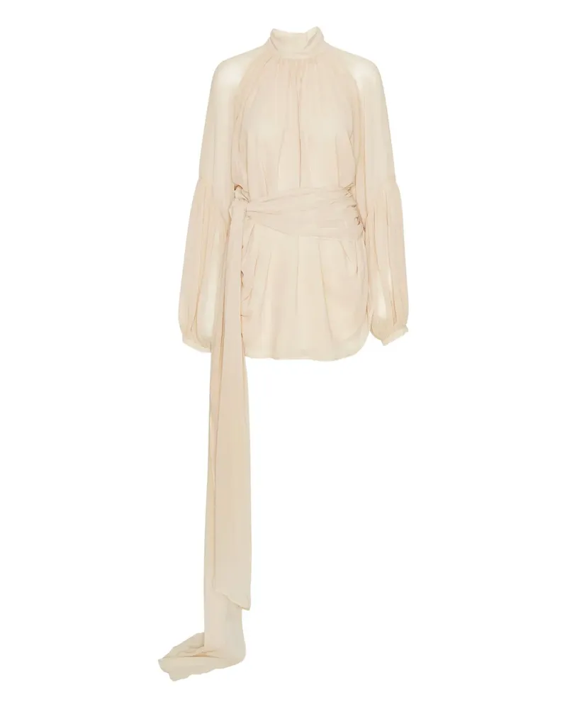 ROTATE Birger Christensen Minikleid mit Chiffonriemen - Nude Nude