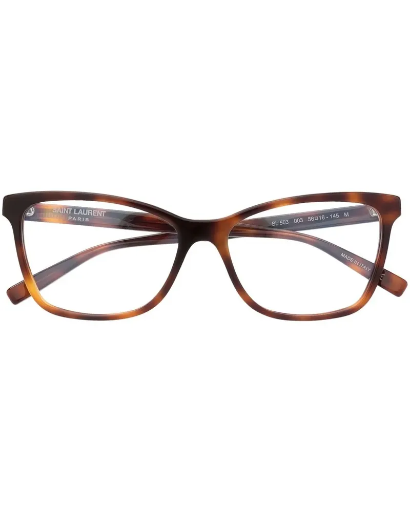 Saint Laurent Brille mit eckigem Gestell - Braun Braun