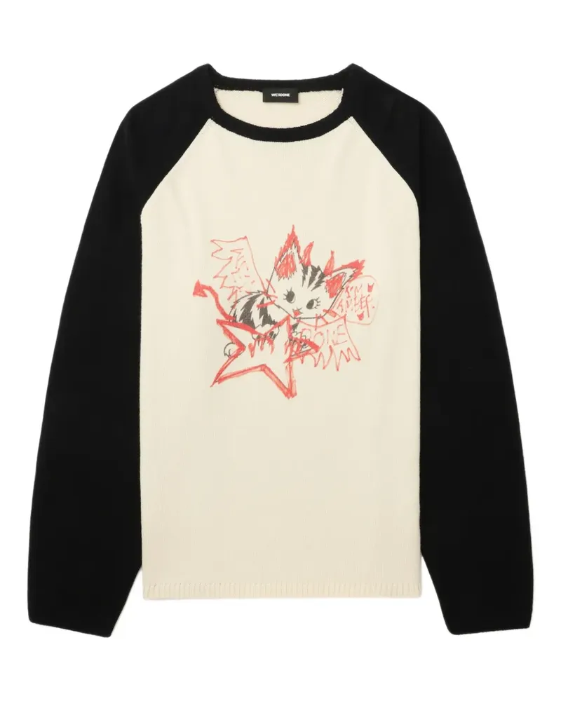 WE 11 DONE Pullover mit Katzen-Print - Nude Nude
