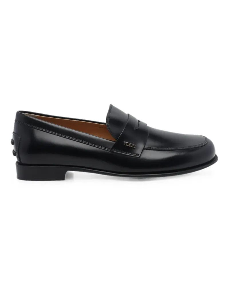 TOD'S logo-plaque leather loafers - Schwarz Schwarz