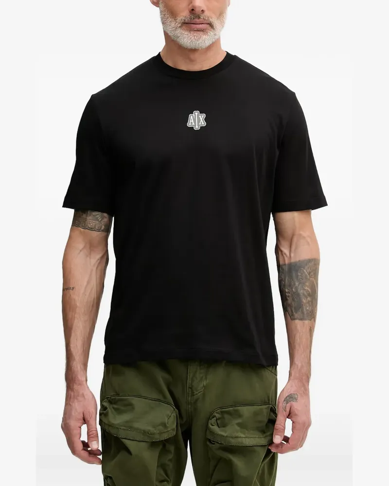 Armani Exchange logo-patch graphic-print T-shirt - Schwarz Schwarz