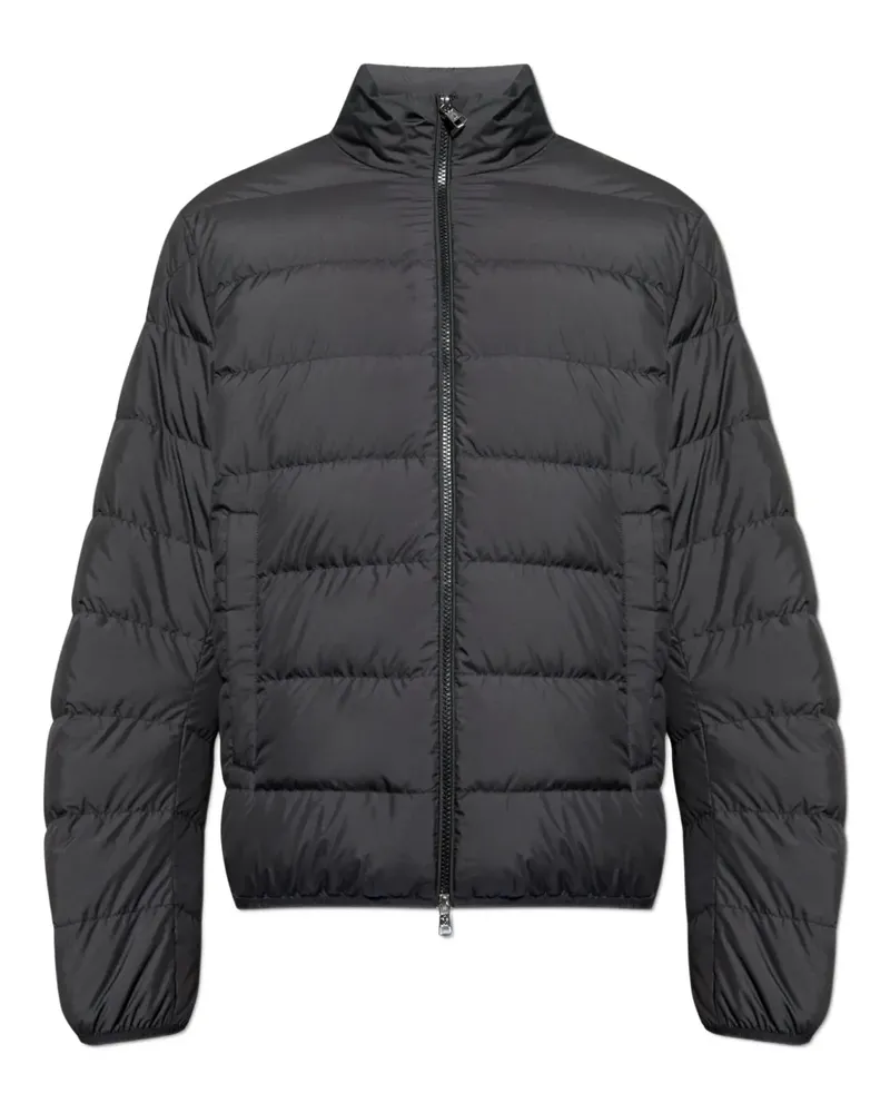 Moncler Gefütterte Jacke mit Logo-Patch - Schwarz Schwarz