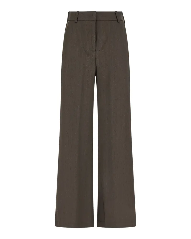 PANICALE Cashmere Weite Hose mit Fischgrätenmuster - Braun Braun