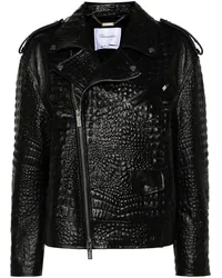 Blumarine Lederjacke mit Kroko-Effekt Schwarz