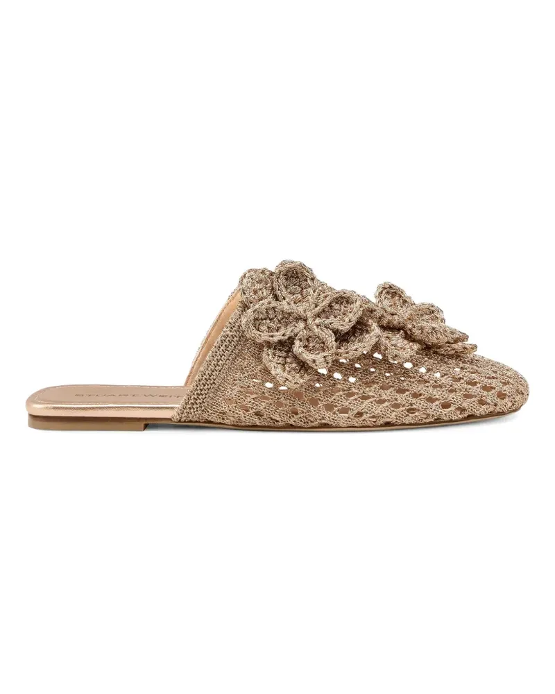Stuart Weitzman Lotus floral-appliqué mules - Gold Gold