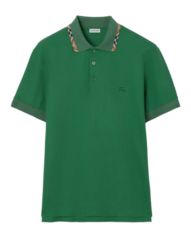 Burberry Poloshirt mit kariertem Besatz - Grün Grün