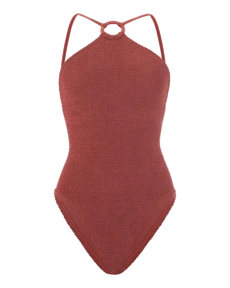 Hunza G Jasmine Badeanzug mit Knitteroptik - Rosa Rosa