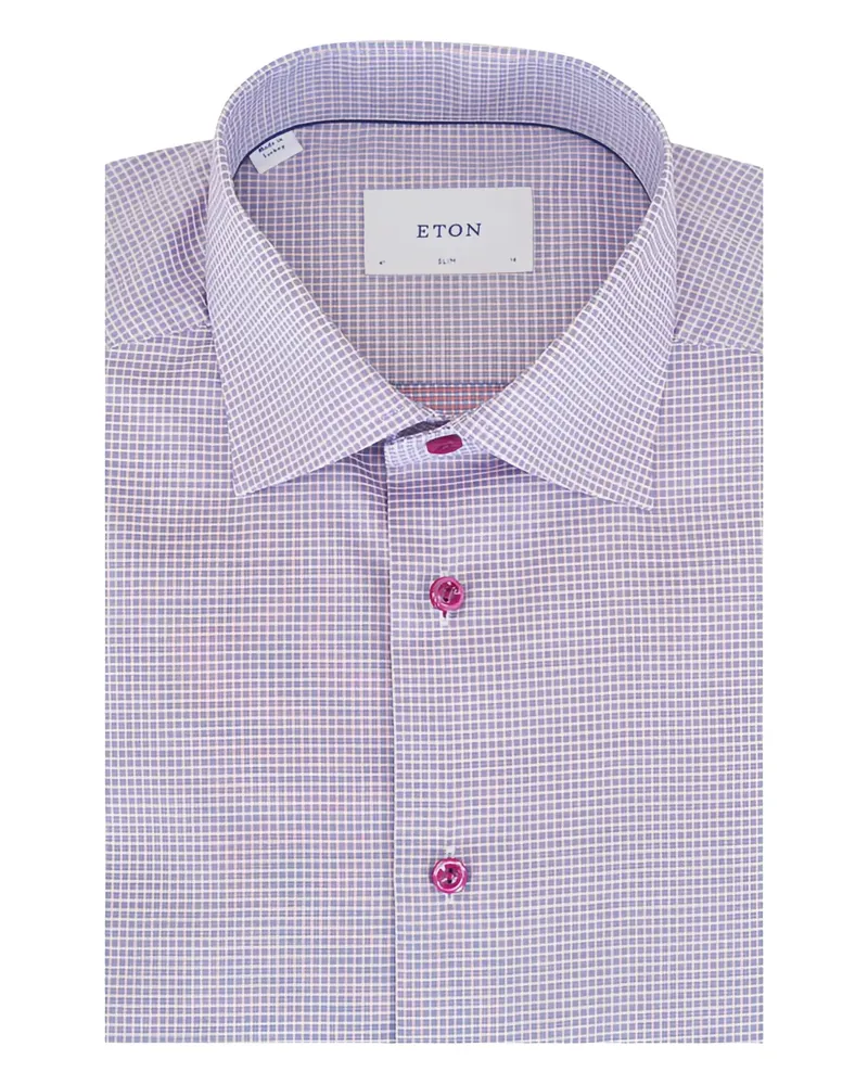 Eton twill check shirt - Violett Violett