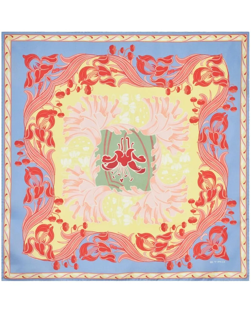 Etro Summer Seidenschal mit grafischem Print - Blau Blau