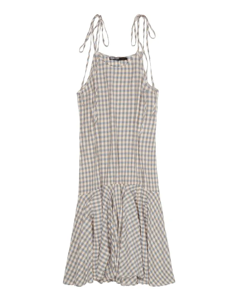 BIMBA Y LOLA checked tie-strap midi dress - Blau Blau