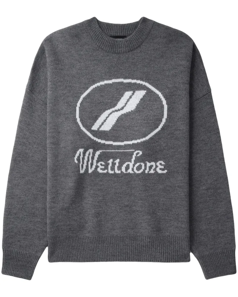 WE 11 DONE Pullover mit Intarsien-Logo - Grau Grau