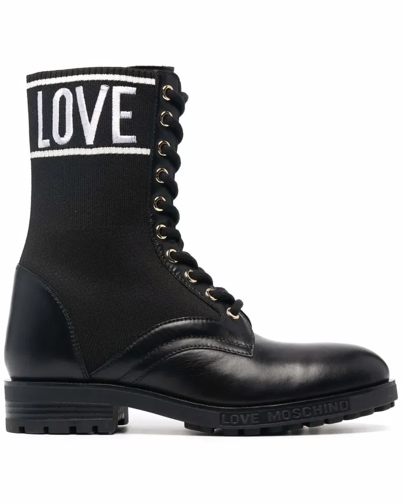 Moschino Halbhohe Stiefel - Schwarz Schwarz