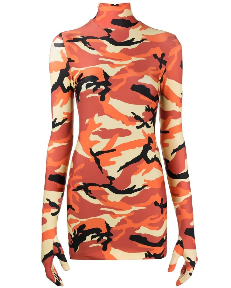VETEMENTS Minikleid mit Camouflage-Print - Orange Orange