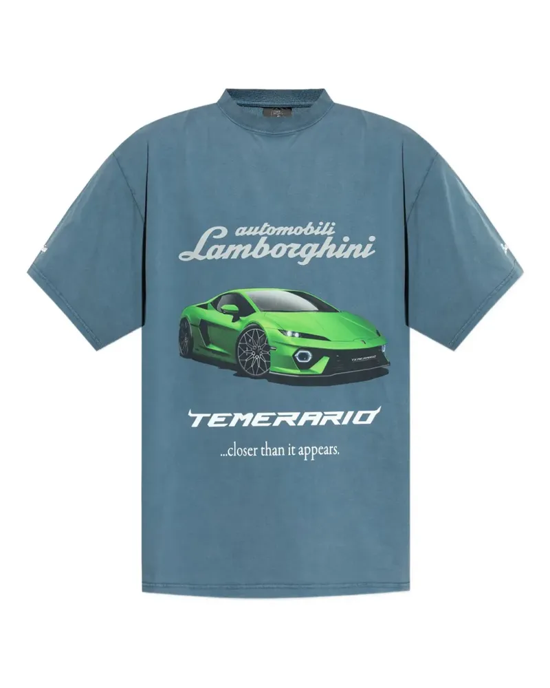 Balenciaga x Automobili Lamborghini T-Shirt mit grafischem Print - Blau Blau