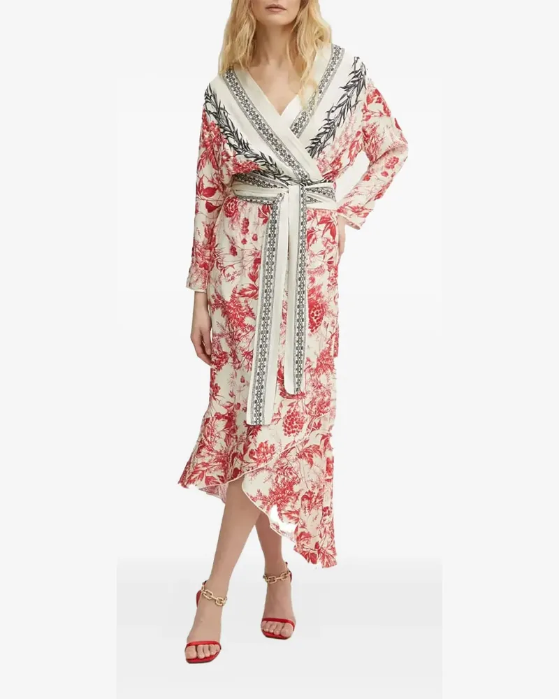 Simona Corsellini Wickelkleid mit Blumen-Print - Weiß Weiß