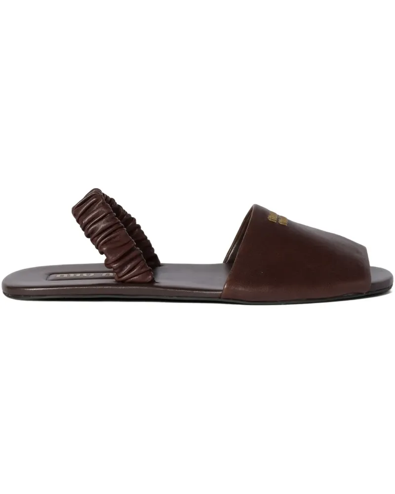 Miu Miu Ruches Slingback-Sandalen - Braun Braun
