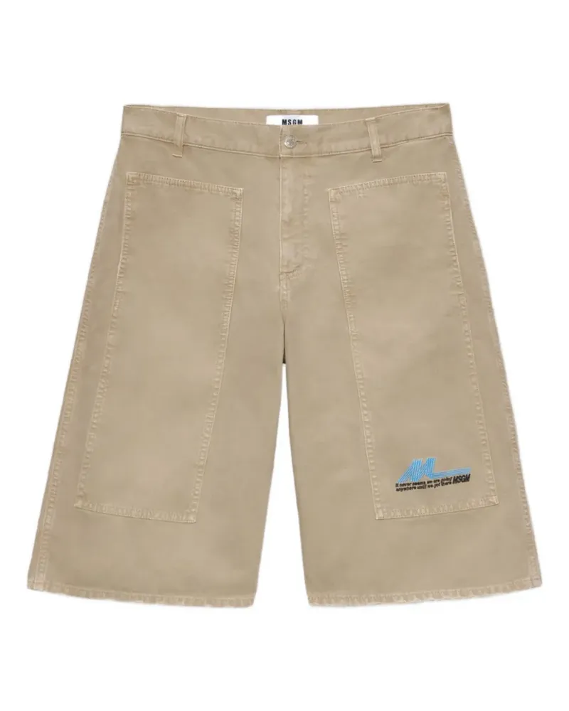 MSGM graphic-detail denim shorts - Nude Nude