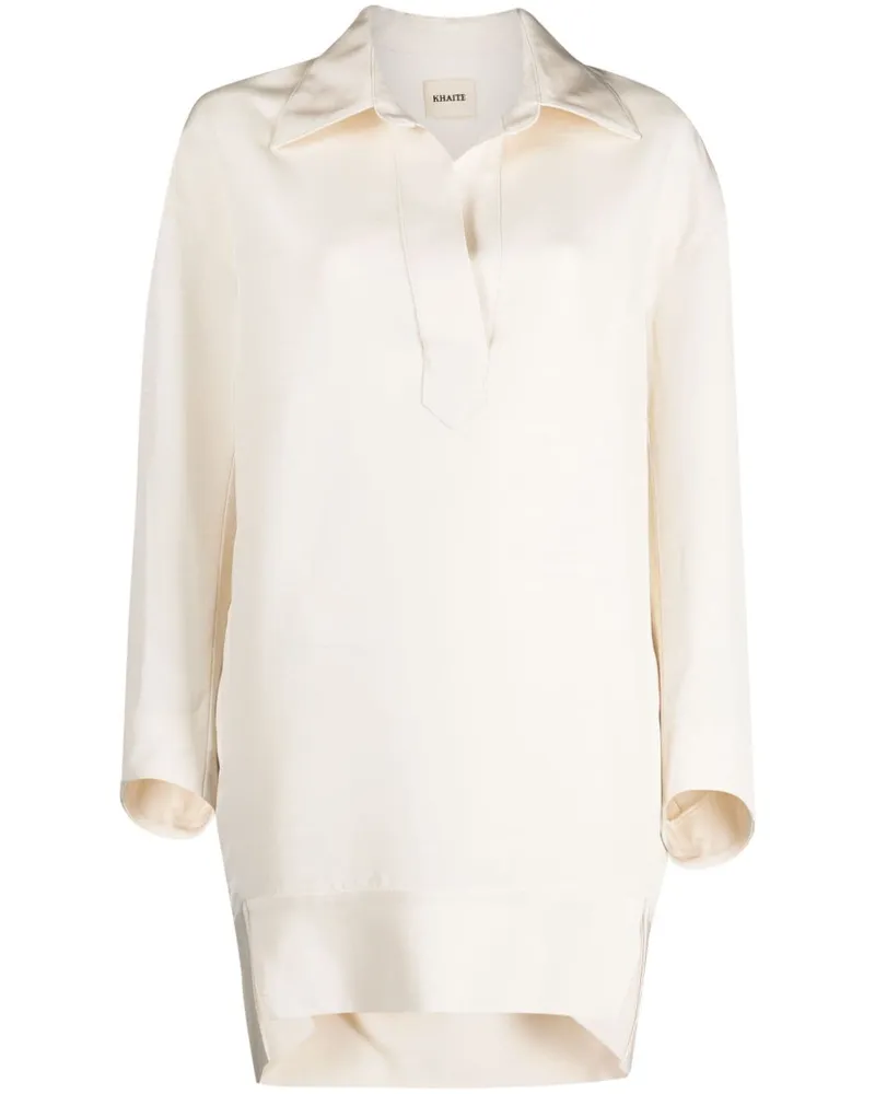 KHAITE Geblümtes Hemdkleid aus Seide - Nude Nude