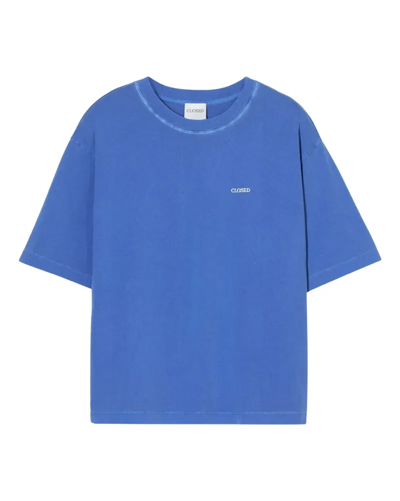 Closed Rundhals-T-Shirt mit Logo - Blau Blau