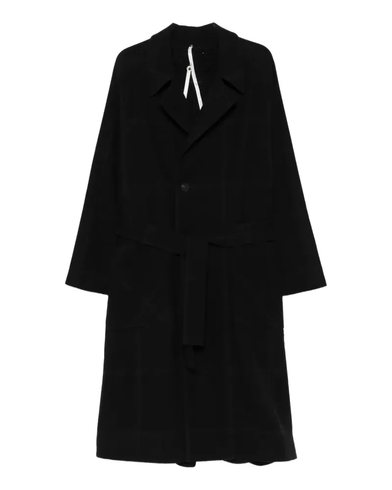 Label Under Construction check-pattern belted single-breasted coat - Schwarz Schwarz