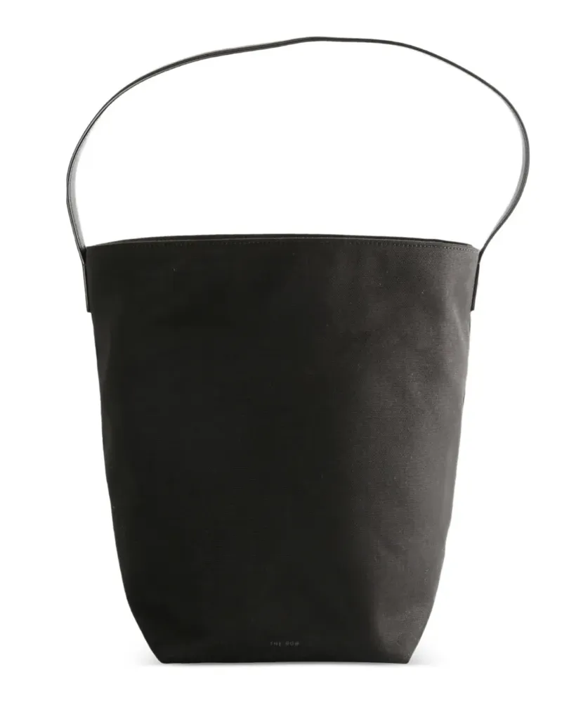 The Row leather-handle cotton tote bag - Schwarz Schwarz