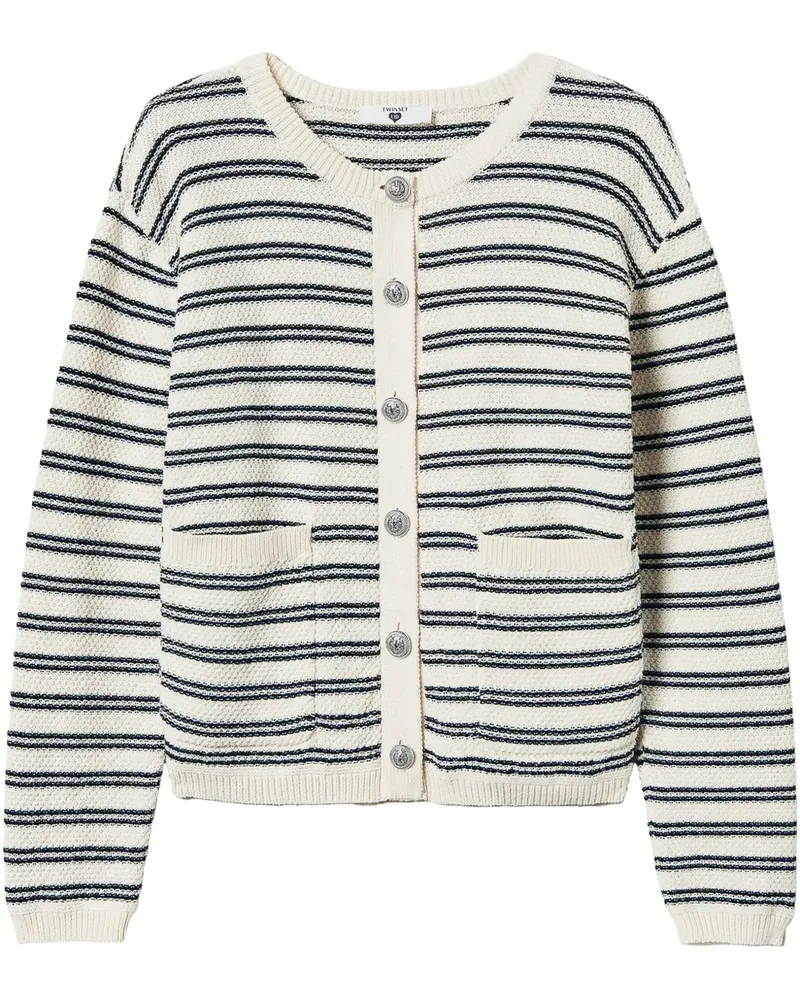 Twin-Set Gestreifter Cardigan - Schwarz Schwarz