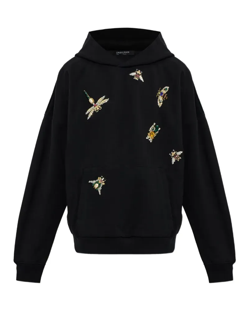 Balmain appliqué-embellished cotton hoodie - Schwarz Schwarz