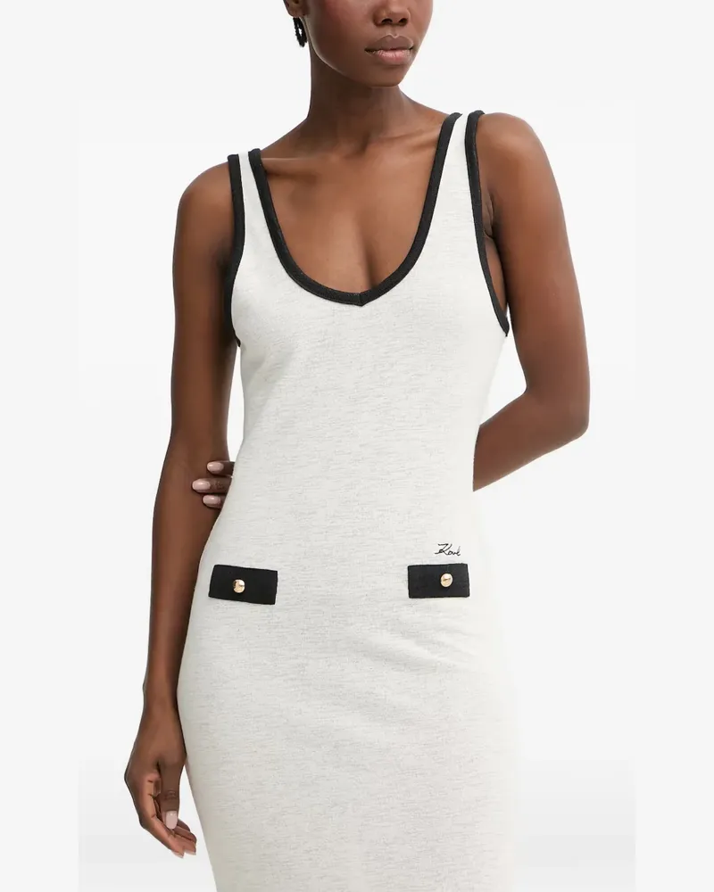 Karl Lagerfeld logo-embroidered contrast-trim maxi dress - Weiß Weiß