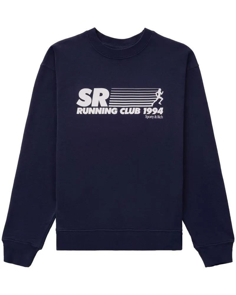 SPORTY & RICH Sweatshirt mit "SR Running Club"-Print - Blau Blau