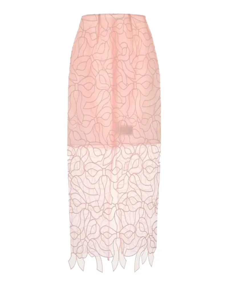Cecilie Bahnsen Midirock aus Organza mit Schleifenstickerei - Rosa Rosa
