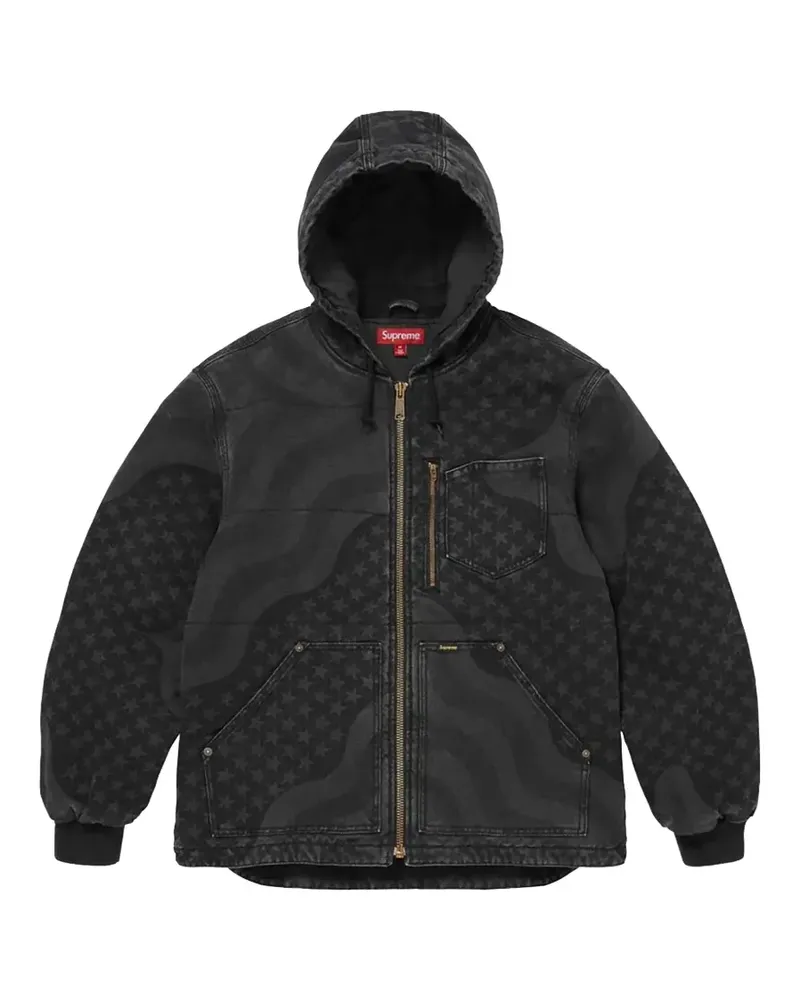 Supreme Being flag-quilted hooded jacket - Schwarz Schwarz