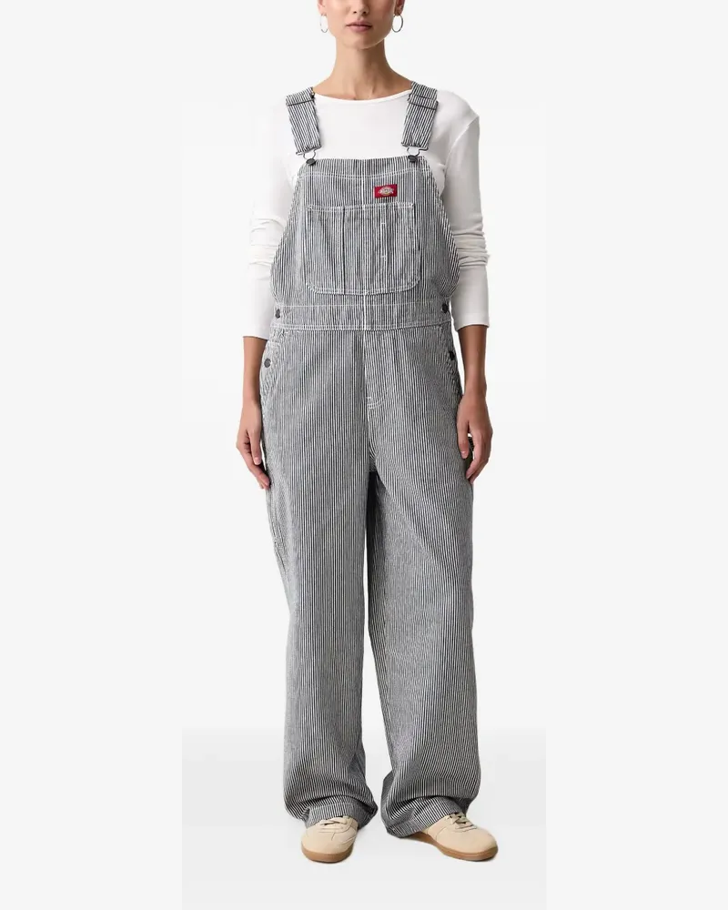 Dickies Gestreifte Latzhose - Blau Blau