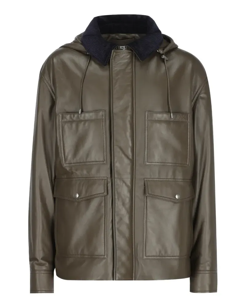 Loewe Kapuzenjacke mit Cordkragen - Grün Grün