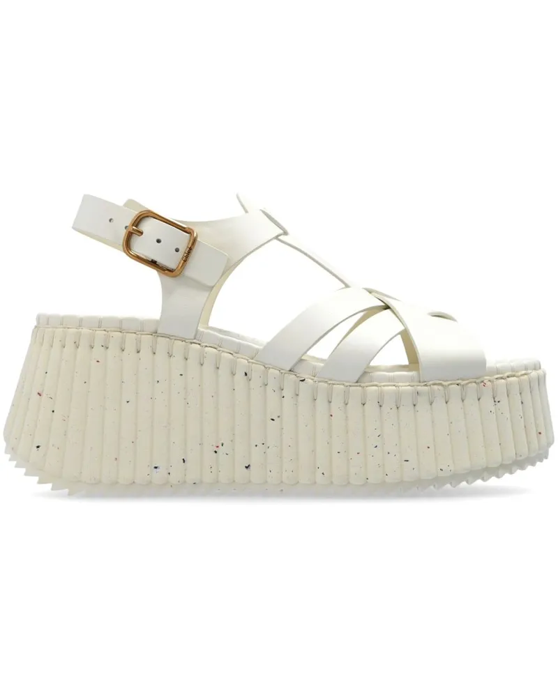 Chloé Sandalen mit Plateau Weiß