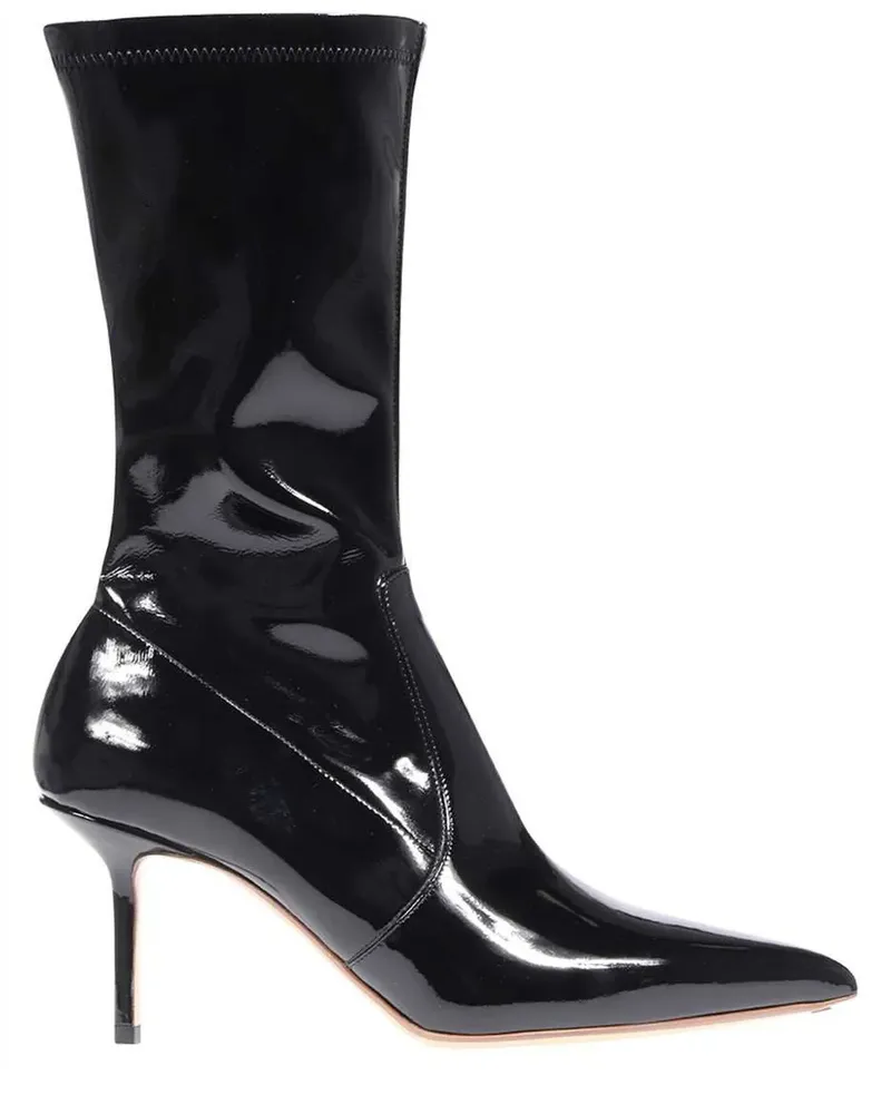 Francesco Russo Stiefeletten aus Lackleder 70mm - Schwarz Schwarz