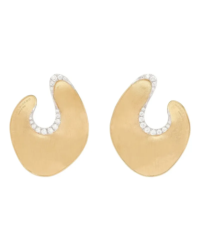 Marco Bicego Lunaria diamond irregular leaf earrings - Gold Gold
