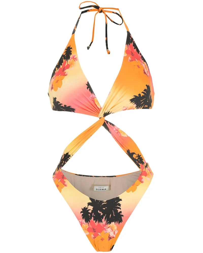 Amir Slama Ilha de Hibiscus Badeanzug - Orange Orange