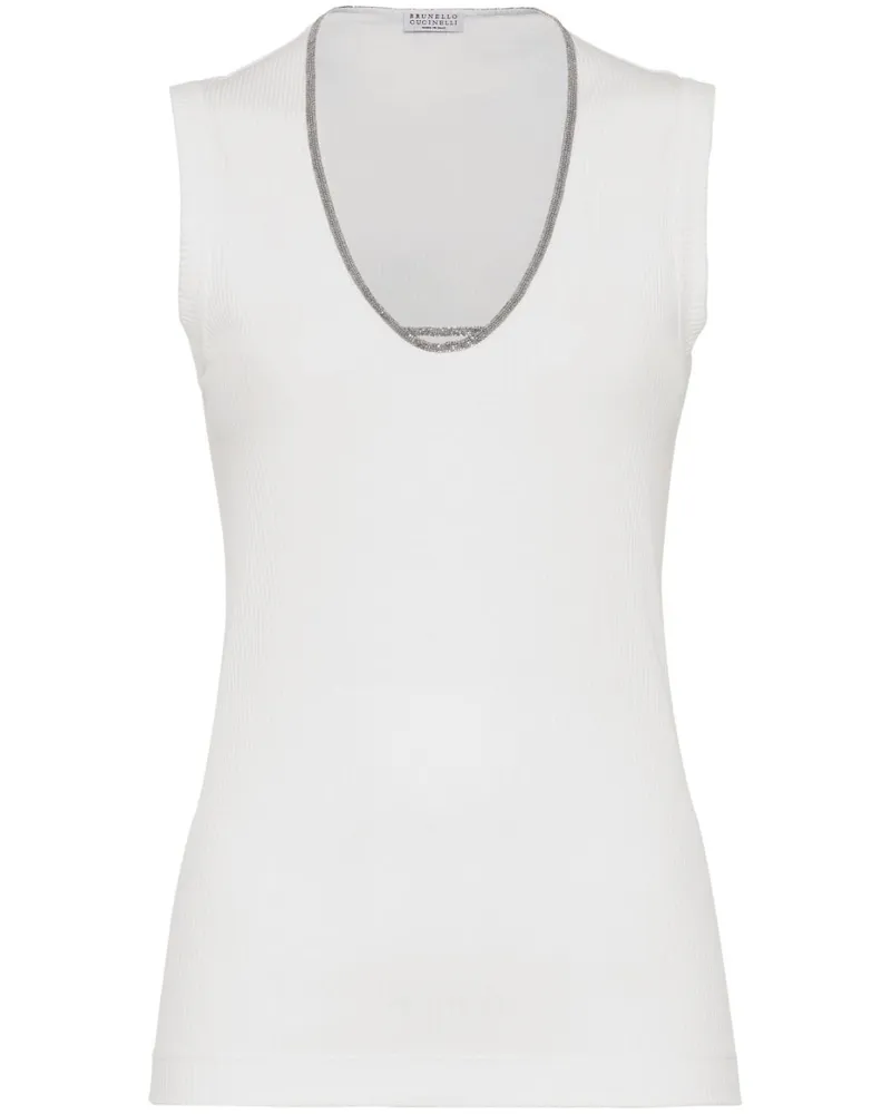 Brunello Cucinelli Tanktop mit Monili-Detail - Weiß Weiß