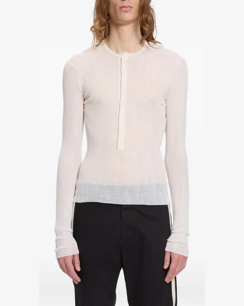 Ann Demeulemeester Gerippter Bori Pullover mit Henley-Ausschnitt - Nude Nude