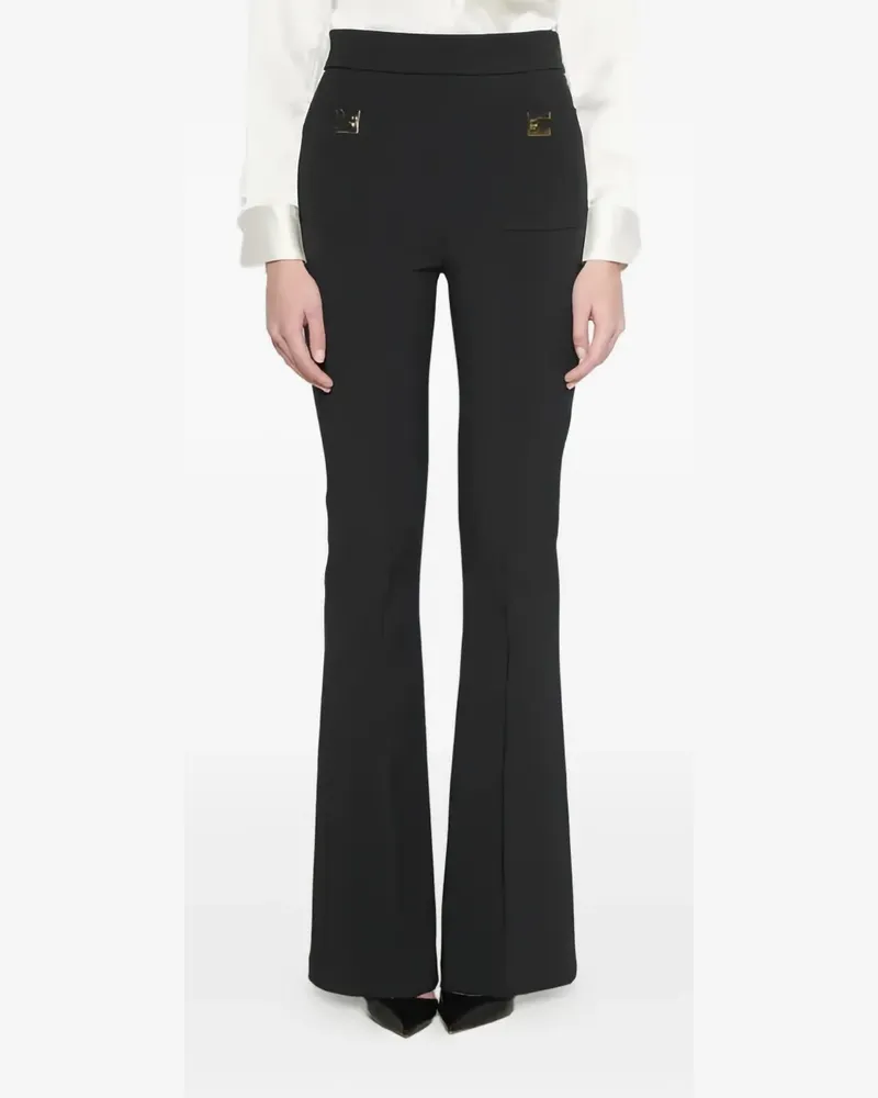 Elisabetta Franchi logo-plaque trousers - Schwarz Schwarz