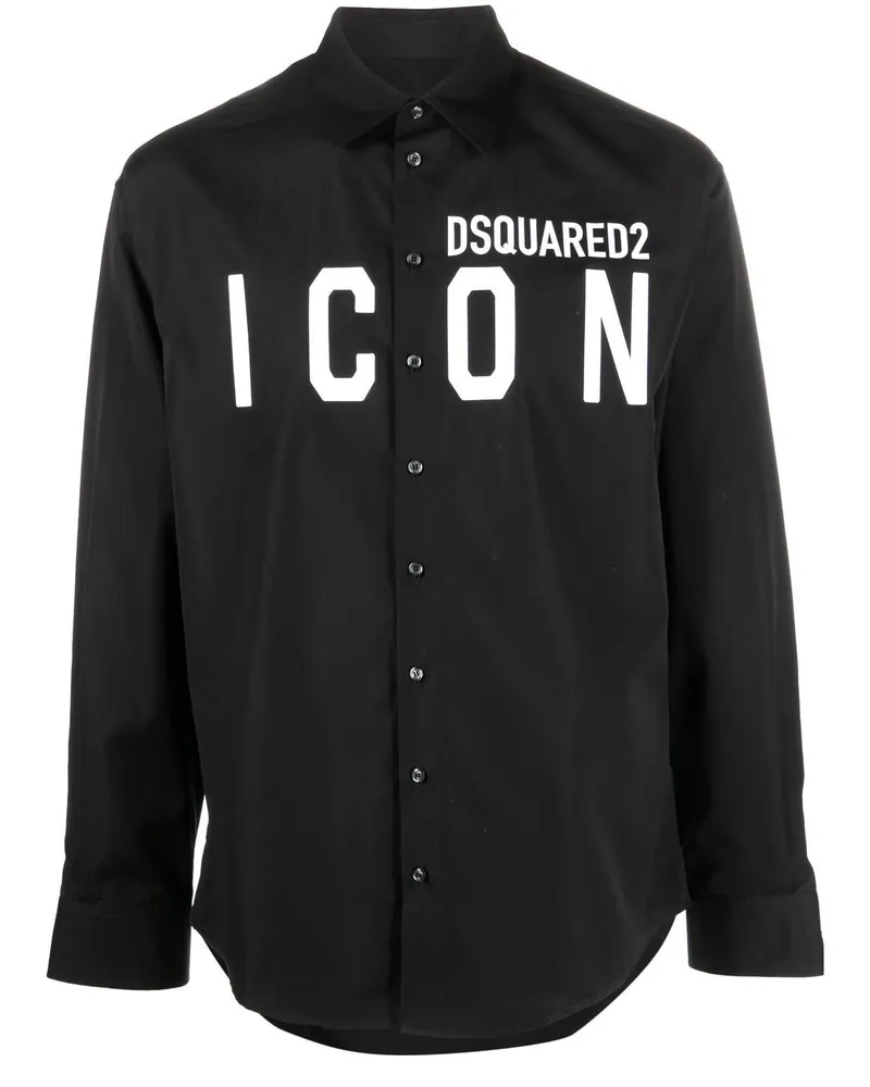 Dsquared2 Hemd mit Logo-Print - Schwarz Schwarz