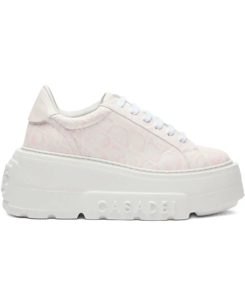 Casadei Nexus Plateau-Sneakers mit Kroko-Optik - Rosa Rosa