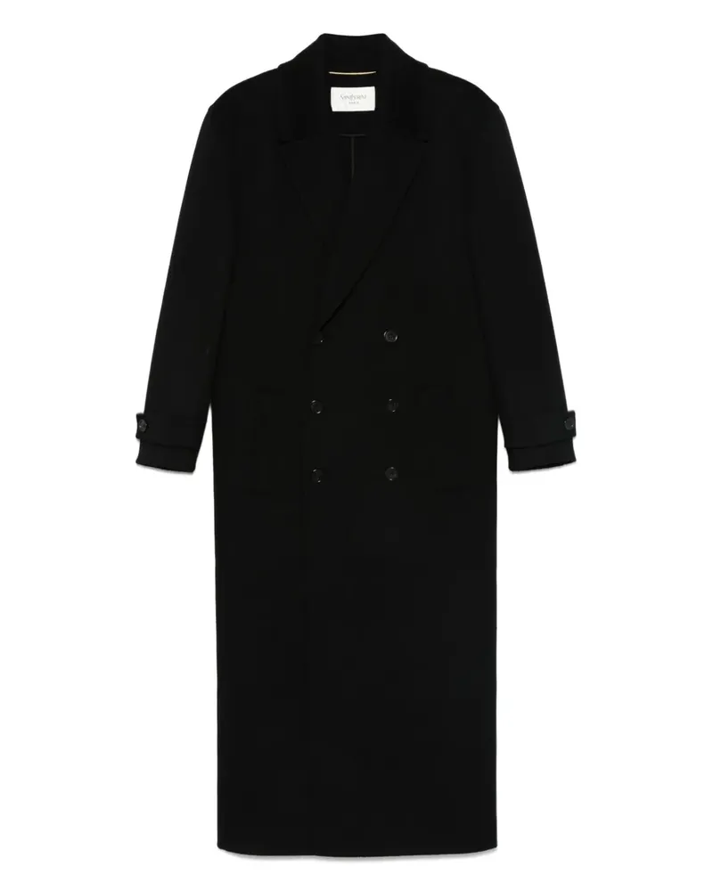 Saint Laurent Doppelreihiger Mantel - Schwarz Schwarz