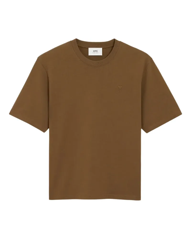 AMI Paris T-Shirt mit Logo-Prägung - Braun Braun