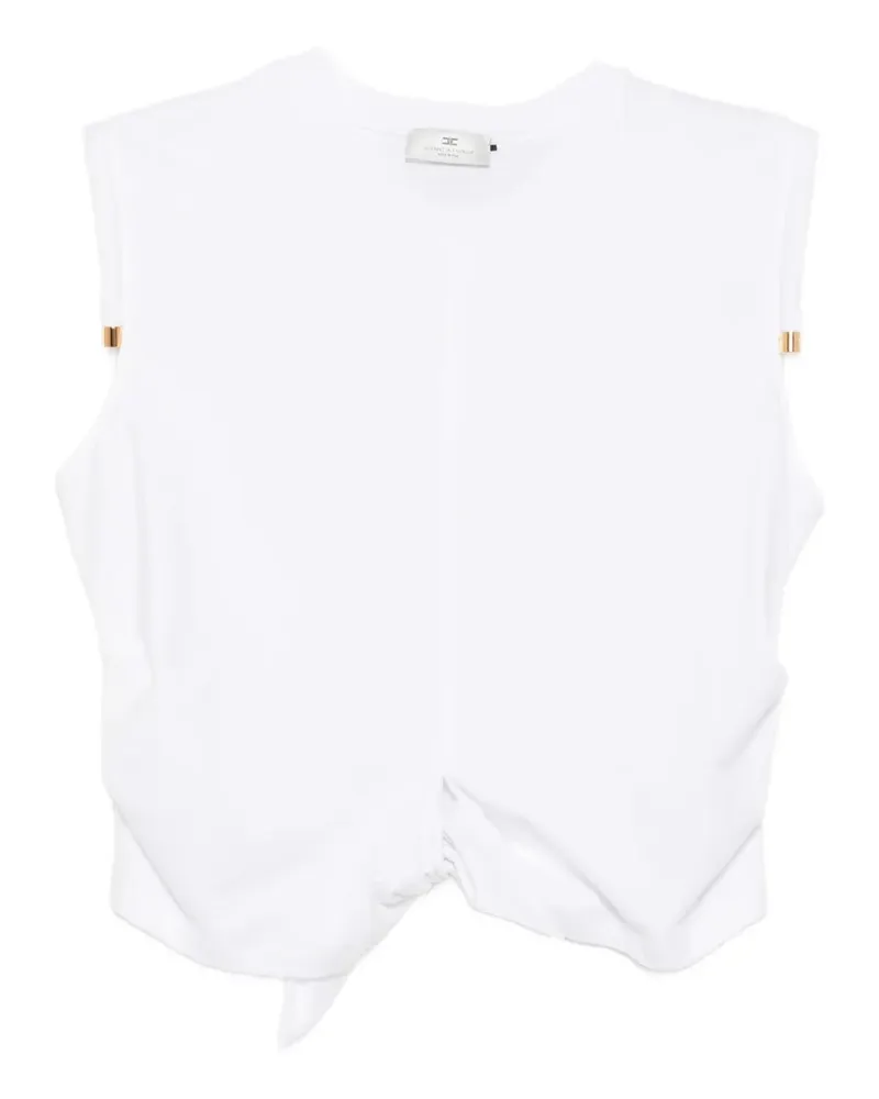 Elisabetta Franchi knot-detail padded-shoulder T-shirt - Weiß Weiß