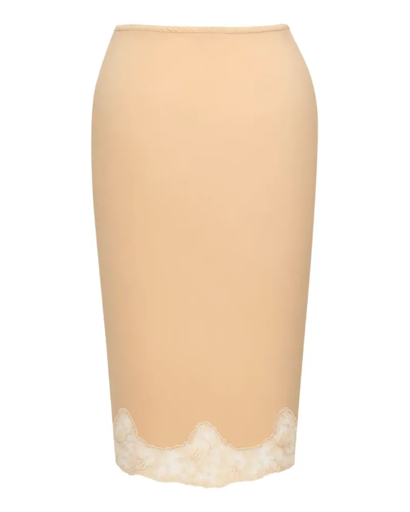 Saint Laurent Midirock mit Spitzendetail - Nude Nude
