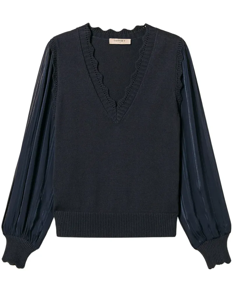 Twin-Set Oberteil mit Einsätzen - Blau Blau