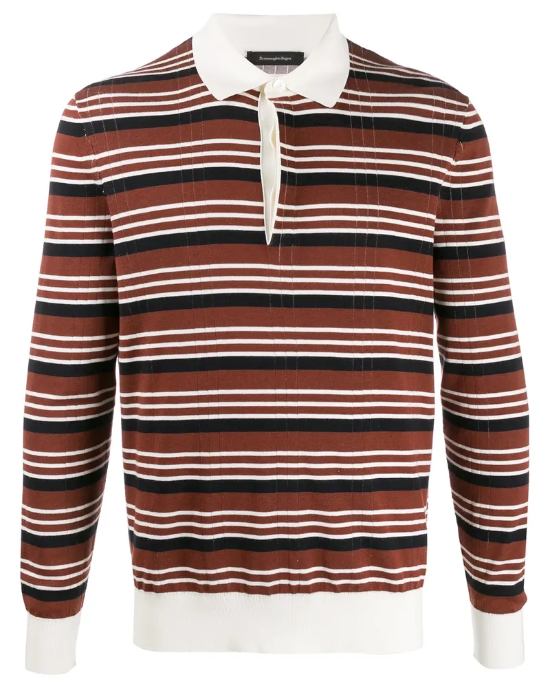 Ermenegildo Zegna Gestreiftes Poloshirt - Braun Braun